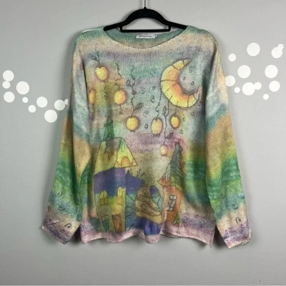 MissLook Cartoon Pattern Knit Top Size Large - Picture 1 of 6